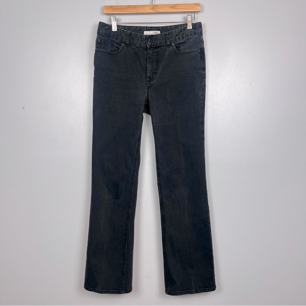 Chico’s black Platinum straight leg denim 5 pocket jeans, size 0.5 = US 6.